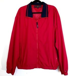 Vintage Tommy Hilfiger Jacket Track Windbreaker Mens Red Oversized 80s y2k 90s